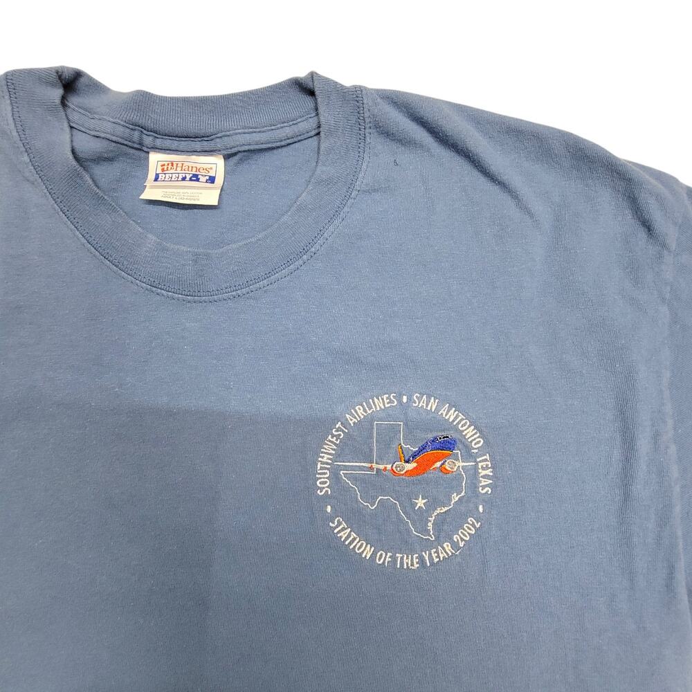 Vintage 2002 Southwest Airlines San Antonio Texas Promo T Shirt Mens Large Hanes